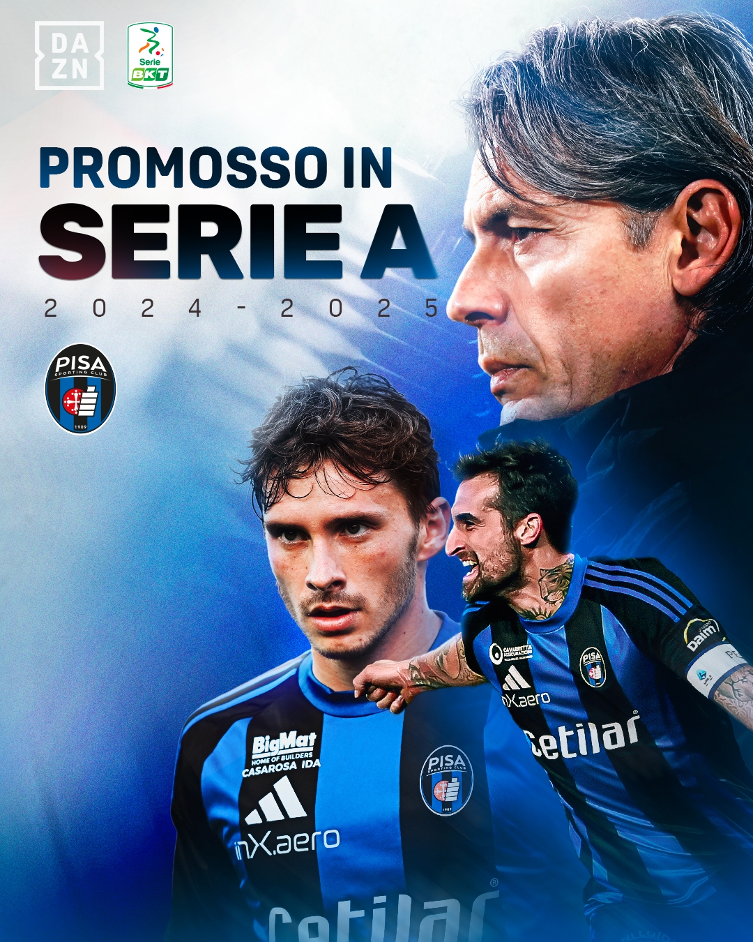 比萨升级！大因扎吉：弟弟发来信息祝贺我，他作为教练是我的榜样